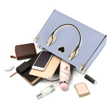 Load image into Gallery viewer, Ti Amo I love you - Exclusive Brand - Periwinkle Grey 2 - Luxury Womens PU Tote Bag - Cream Straps
