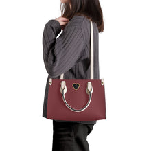 Load image into Gallery viewer, Ti Amo I love you - Exclusive Brand - Wine 2 - Luxury Womens PU Tote Bag - Cream Straps
