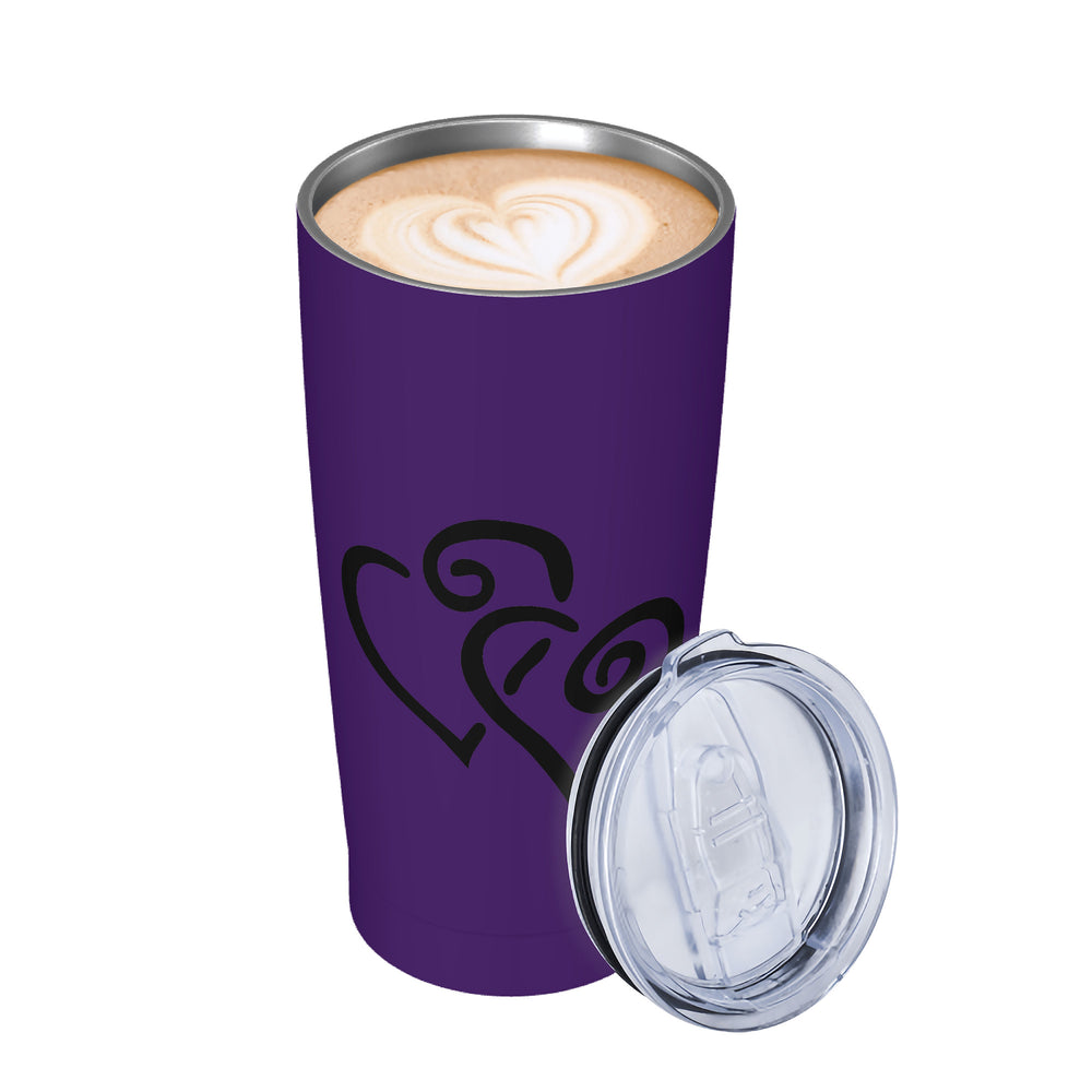 Ti Amo I love you - Exclusive Brand - Jagger Purple - Double Black Heart - 20oz Stainless Steel Straw Lid Cup