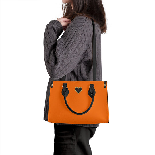 Ti Amo I love you - Exclusive Brand - Dark Orange  - Luxury Women PU Tote Bag - Black Straps