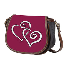 Load image into Gallery viewer, Ti Amo I love you - Exclusive Brand - Berry - Double White Heart - Saddle Bag
