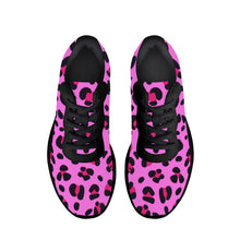 Load image into Gallery viewer, Ti Amo I love you - Exclusive Brand - Persian Pink with Cerise Leopard Spots - Womens Air Mesh Running Shoes - Black Soles
