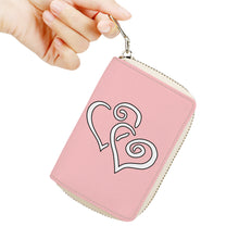 Load image into Gallery viewer, Ti Amo I love you - Exclusive Brand - Your Pink 2 - Double White Heart - PU Leather - Zipper Card Holder
