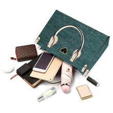 Load image into Gallery viewer, Ti Amo I love you - Exclusive Brand - Green Denim - Luxury Womens PU Tote Bag - Cream Straps
