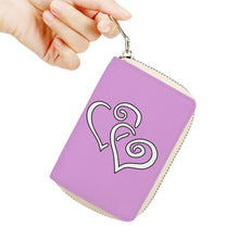 Load image into Gallery viewer, Ti Amo I love you - Exclusive Brand - Medium Lavender Magenta  - Double White Heart - Zipper Card Holder
