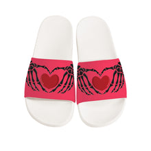 Load image into Gallery viewer, Ti Amo I love you - Exclusive Brand - Radical Red - Skeleton Hands with Heart -  Slide Sandals - White Soles
