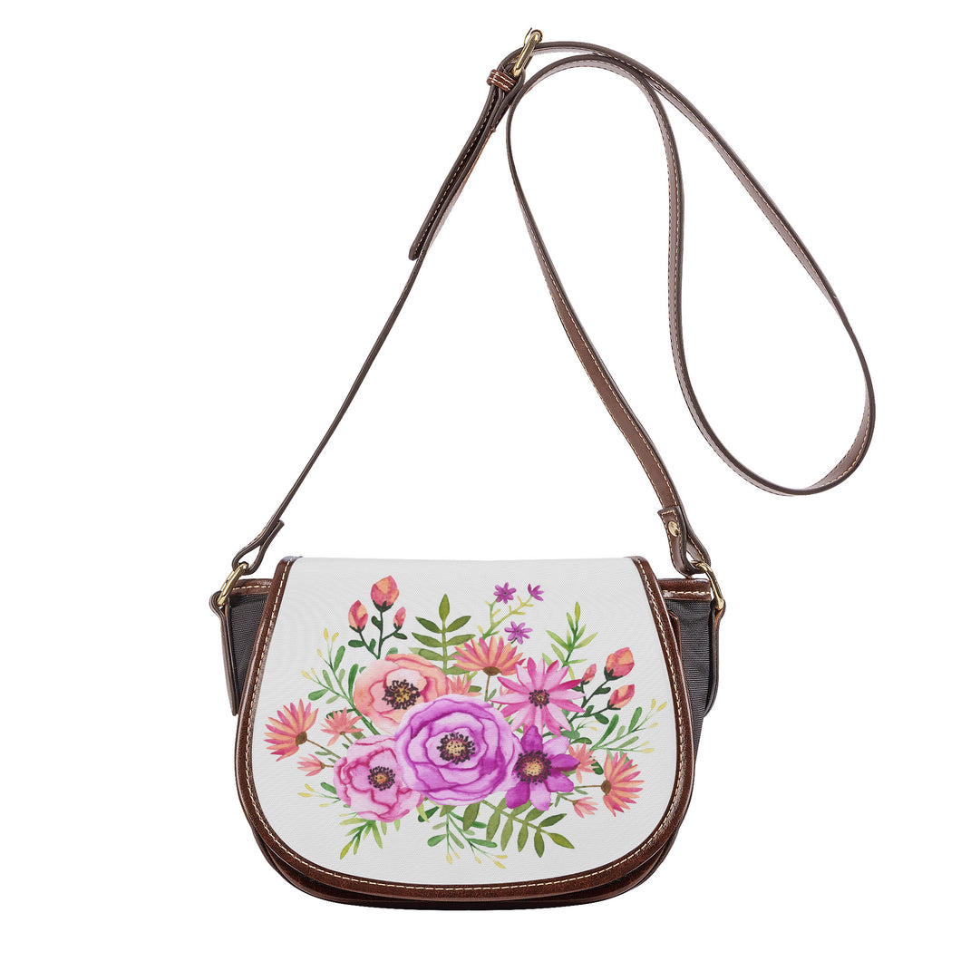 Ti Amo I love you - Exclusive Brand - Concrete - Pink Floral -  Saddle Bag