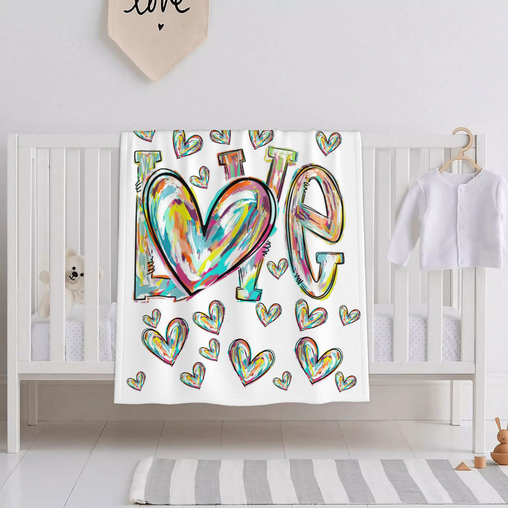 Ti Amo I love you - Exclusive Brand - White - Multicolor Love & Hearts - Baby Soft Blanket