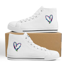 Load image into Gallery viewer, Ti Amo I love you - Exclusive Brand - White - Colorful Hearts - Womens High-Top Canvas Shoes - White Soles
