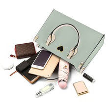 Load image into Gallery viewer, Ti Amo I love you - Exclusive Brand - Green Eyes - Luxury Womens PU Tote Bag - Cream Straps
