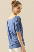 Load image into Gallery viewer, Ninexis Boat Neck Short Sleeve Ruched Side Top
