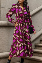 Load image into Gallery viewer, Printed Tied Pocketed Lantern Sleeve Dress
