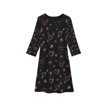 Load image into Gallery viewer, Ti Amo I love you - Exclusive Brand - 10 Designs - Toddler / Kids - Girls Black with Hearts &amp; Vines  - Girls&#39; Long Sleeve Dress - XS-XL - Sizes 2T-9Kids
