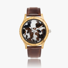 Load image into Gallery viewer, Ti Amo I love you  - Exclusive Brand  - Cow Pattern- Unisex Italian Olive Lumber Wooden Watch - Leather Strap
