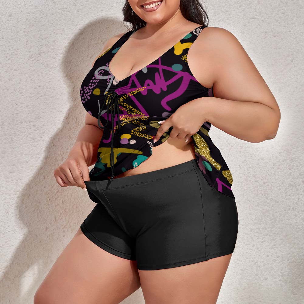 Ti Amo I love you - Exclusive Brand - Retro - Women's Plus Size - Split 2pc Swimsuit - Sizes XL-6XL