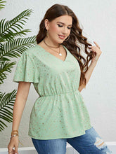 Load image into Gallery viewer, Star V-Neck Puff Sleeve Peplum Top
