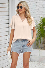 Load image into Gallery viewer, V-Neck Flutter Sleeve Blouse
