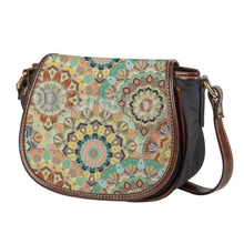 Load image into Gallery viewer, Ti Amo I love you - Exclusive Brand - Beige Mandalas - PU Leather Flap Saddle Bag
