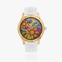 Load image into Gallery viewer, Ti Amo I love you - Exclusive Brand - Mandala Pattern - Unisex Designer Italian Olive Wood Watch - Leather Strap 45mm White
