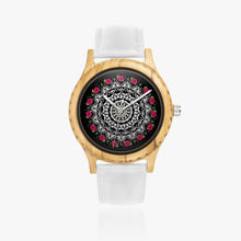 Load image into Gallery viewer, Ti Amo I love you - Exclusive Brand - Rose Mandala - Womens Designer Italian Olive Wood Watch - Leather Strap 45mm White
