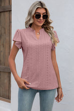 Load image into Gallery viewer, Eyelet Notched Flutter Sleeve T-Shirt
