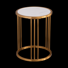 Load image into Gallery viewer, Sintered Stone Round Side/End Table with Golden Stainless Steel Frame
