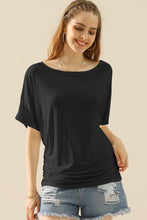 Load image into Gallery viewer, Ninexis Boat Neck Short Sleeve Ruched Side Top
