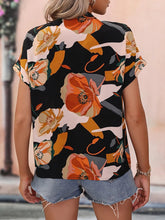 Load image into Gallery viewer, Printed Notched Short Sleeve Blouse
