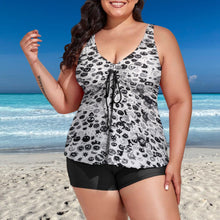 Load image into Gallery viewer, Ti Amo I love you - Exclusive Brand - Black &amp; White - Faces - Women&#39;s Plus Size - Drawstring Swimsuit - Sizes XL-5XL
