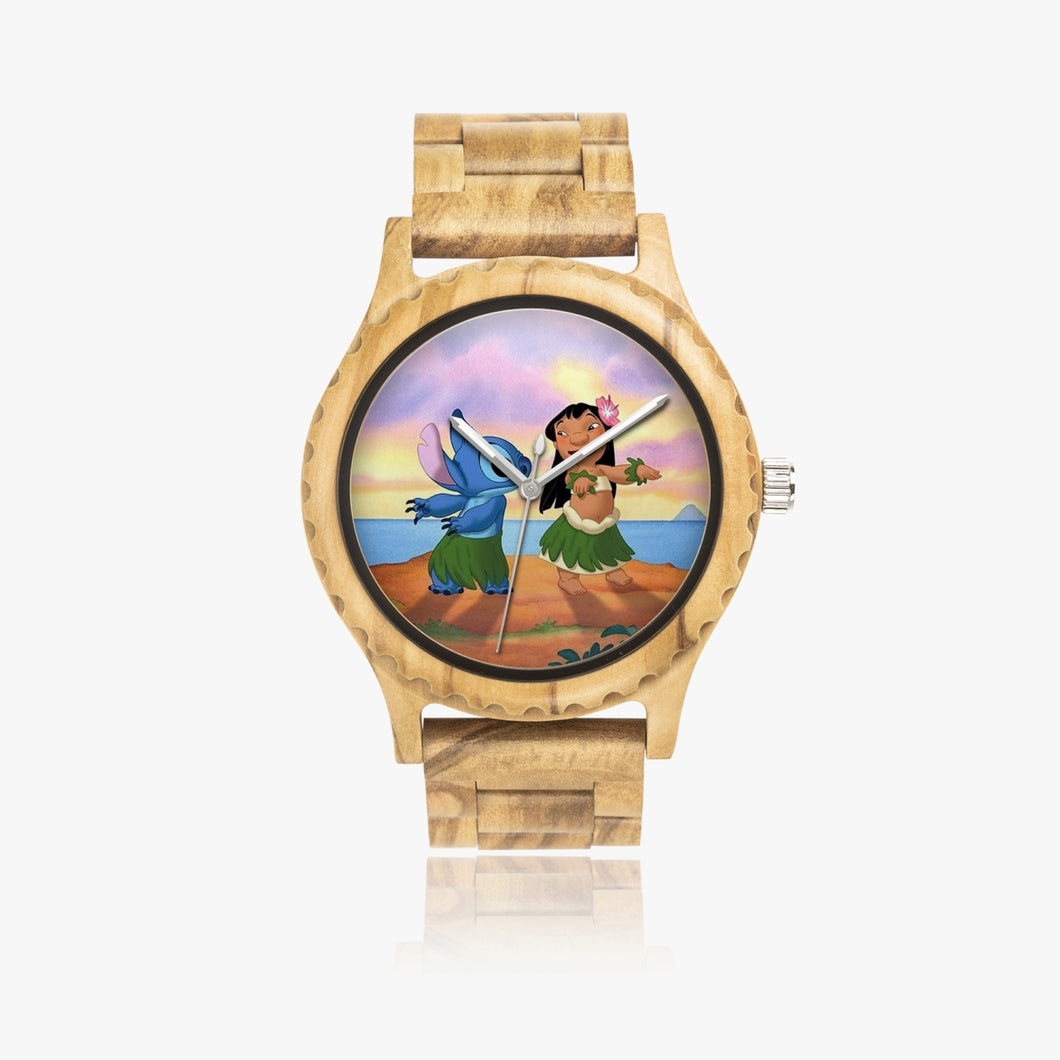 Ti Amo I love you Exclusive Brand  - Lilo & Stitch - Italian Olive Lumber Wooden Watch