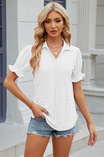 Load image into Gallery viewer, 8 Colors - Eyelet Johnny Collar Short Sleeve Blouse
