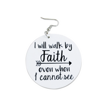 Load image into Gallery viewer, Ti Amo I love you Exclusive Brand - I WILL WALK BY FAITH - Geometric Round Wooden Earrings
