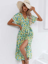 Load image into Gallery viewer, Women Clothing Dress Summer Small Floral Split V neck Women Clothing
