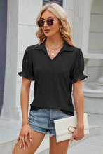 Load image into Gallery viewer, 8 Colors - Eyelet Johnny Collar Short Sleeve Blouse
