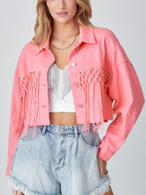 Load image into Gallery viewer, Womens Autumn Winter HOWDY Tassel Short Denim Jacket
