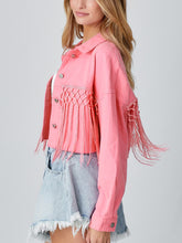 Load image into Gallery viewer, Womens Autumn Winter HOWDY Tassel Short Denim Jacket
