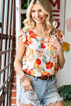 Load image into Gallery viewer, Floral Flutter Sleeve Round Neck Blouse
