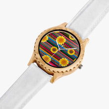 Load image into Gallery viewer, Ti Amo I love you - Exclusive Brand - Leopard &amp; Sunflowers - Womens Designer Italian Olive Wood Watch - Leather Strap
