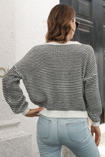 Load image into Gallery viewer, Striped Round Neck Dropped Shoulder Sweater - Sizes S-L
