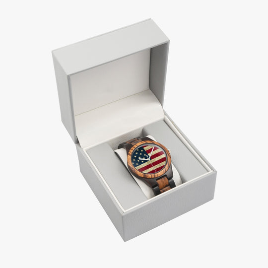 Ti Amo I love you - Exclusive Brand - Rustic Flag - Unisex Designer Indian Ebony Wood Watch