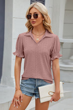 Load image into Gallery viewer, 8 Colors - Eyelet Johnny Collar Short Sleeve Blouse
