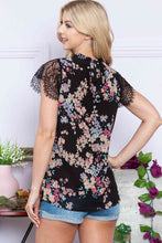 Load image into Gallery viewer, Floral Mock Neck Lace Short Sleeve Top
