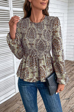 Load image into Gallery viewer, Smocked Printed Balloon Sleeve Blouse
