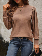 Load image into Gallery viewer, Ribbed Round Neck Long Sleeve T-Shirt
