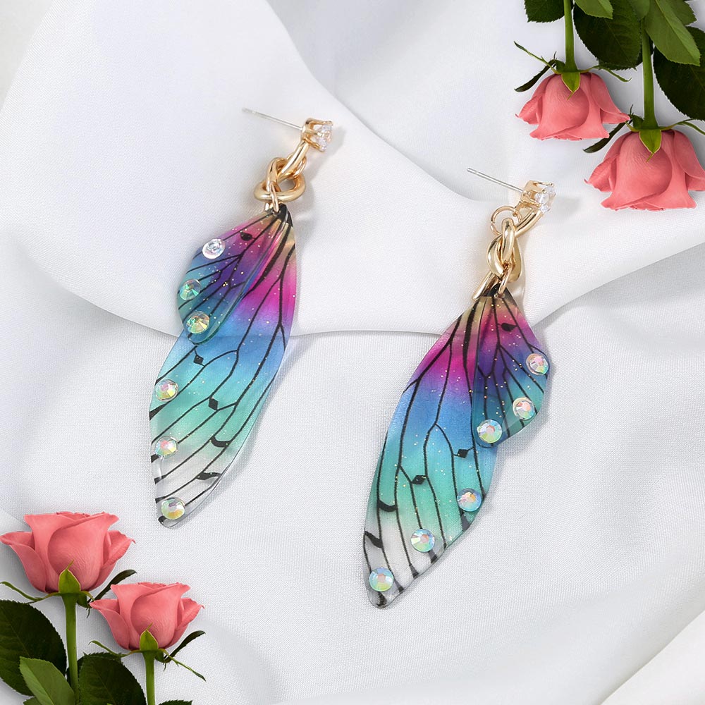 Simulated Butterfly Cicada Wing Gradient Earrings