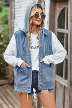 Load image into Gallery viewer, Sleeveless Denim Top with A Detachable Hood
