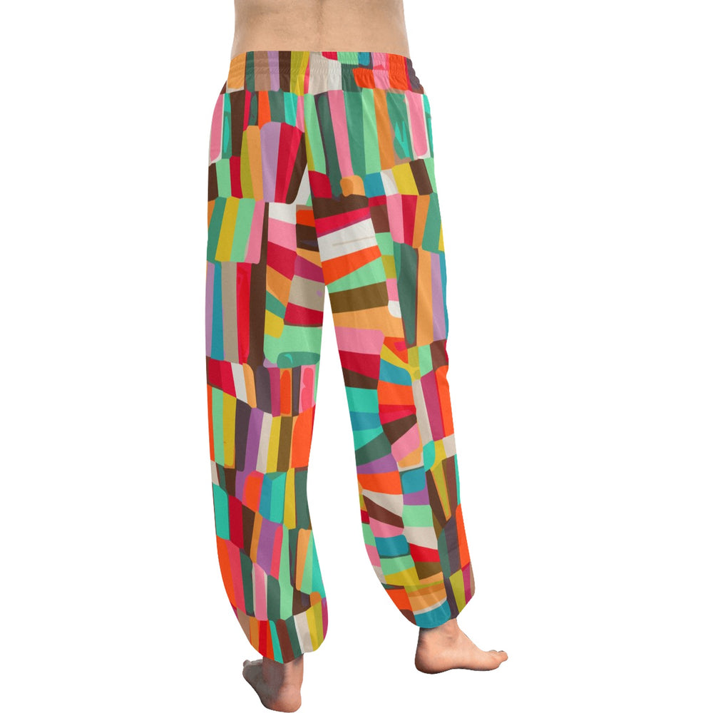 Ti Amo I love you  - Exclusive Brand  - Colorful Block Pattern - Women's Harem Pants - Sizes XS-2XL