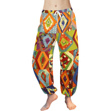 Load image into Gallery viewer, Ti Amo I love you  - Exclusive Brand  - Orange Geometircal Diamond Pattern - Women&#39;s Harem Pants
