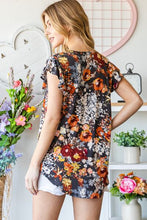 Load image into Gallery viewer, Heimish Full Size Ruffled Floral Round Neck Cap Sleeve Blouse
