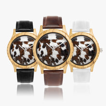 Load image into Gallery viewer, Ti Amo I love you - Exclusive Brand  - Cow Spots - Italian Olive Lumber Wooden Watch - Leather Strap
